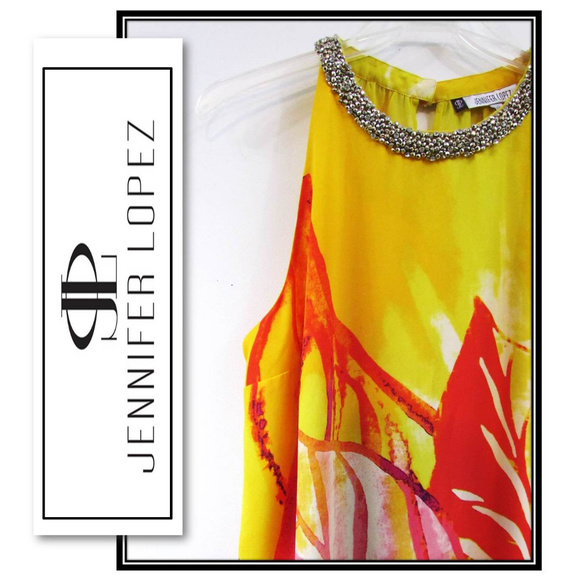 Jennifer Lopez Tops - Jennifer Lopez Bold Print Beaded Halter Top